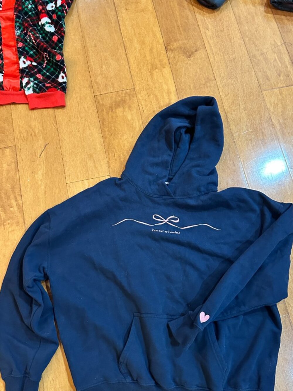 Hollister Gilly Hicks Pink Ribbon Bow hoodie Navy Size M